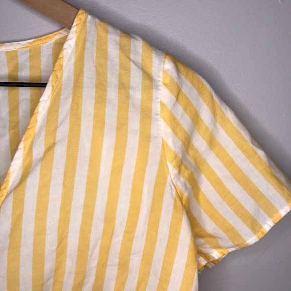 Madewell Short Sleeve Striped Agency Tie-Front Button Top PXXS XXSP XXS Petite - Picture 5 of 8